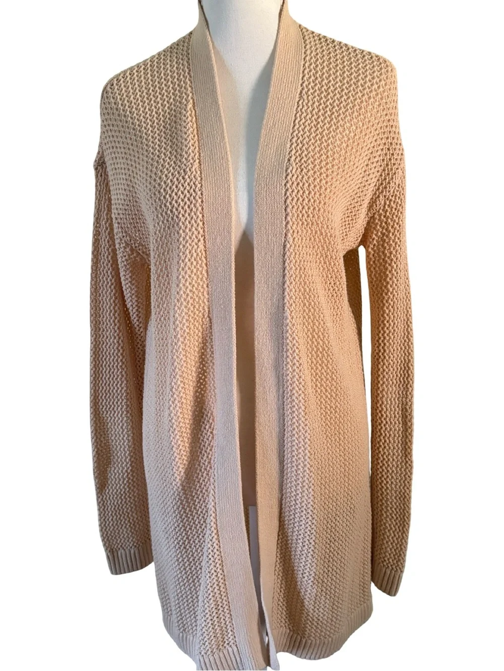 Banana Republic Cream Open-Front Waffle Knit Cardigan - Picture 2 of 8